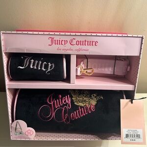 Juicy Couture Black Heritage Barrel Bag 3pc Gift Set New in Box